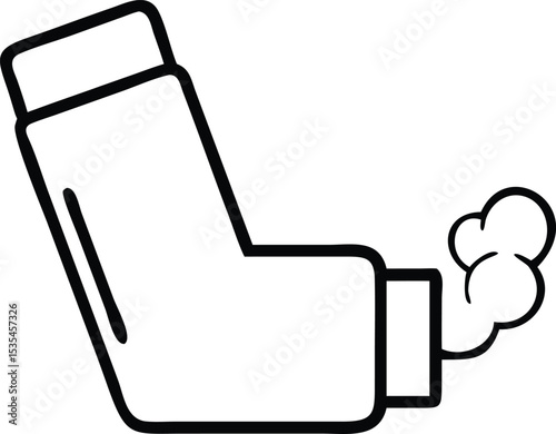 Inhaler Icon with Medical Vapor for Asthma Relief
