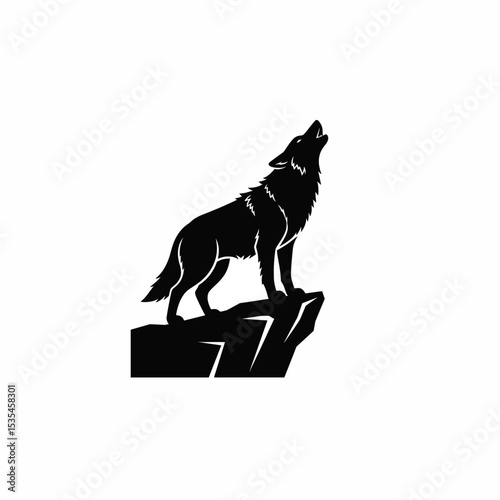 Howling Wolf Silhouette: A powerful silhouette of a lone wolf stands atop a rugged cliff, its silhouette echoing a primal call, against the vast canvas of nature