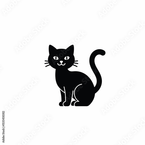 Black Cat Silhouette: A sleek, minimalist silhouette of a black cat, epitomizing feline grace, charm, and the enigmatic allure of the night. Evoking an atmosphere of mystery.