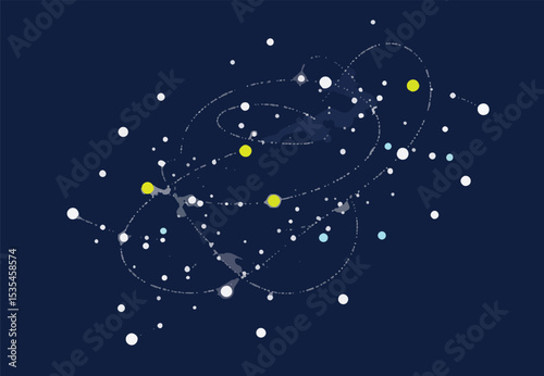 Celestial Dance Abstract Representation of Galactic Movement and Star Systems