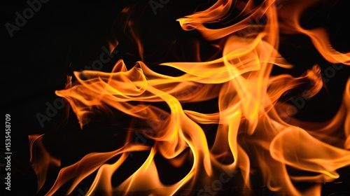 Flame Burning Black Background Image: Modern, Dynamic, and Visually Appealing for Creative Projects
