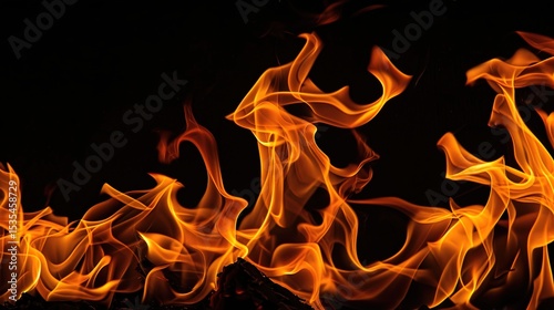 Flame Burning Black Background Image: Modern, Dynamic, and Visually Appealing for Creative Projects