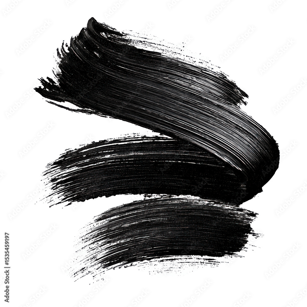 Obraz premium Black Mascara Brush Strokes Abstract Art , PNG isolated cut out image