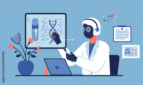 Genetic Research Scientist Working on DNA Sequencing and Analysis