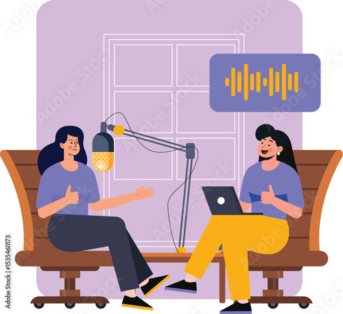 Female content creator doing online podcast