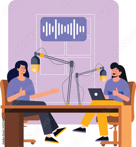 Female content creator doing online podcast