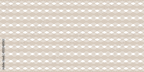 Neutral beige and white abstract geometric seamless pattern. Rhombus, diamond shapes repeatable background for textile, wrapping paper, wallpaper, book cover, invitation card, packaging design.