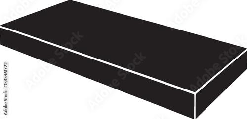 Black rectangular block shape isolated on white