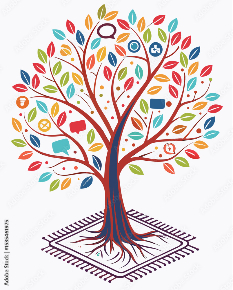 Naklejka premium Tree of Digital Knowledge – Vector Symbol