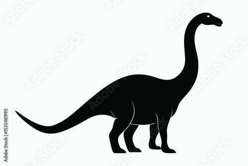 Silhouette illustration of a brachiosaurus dinosaur standing proudly against a plain white background