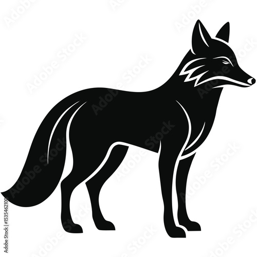 Elegant black fox silhouette vector illustration depicting the beauty of wildlife and nature