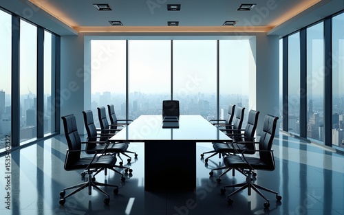 Modern conference room with panoramic windows. High quality