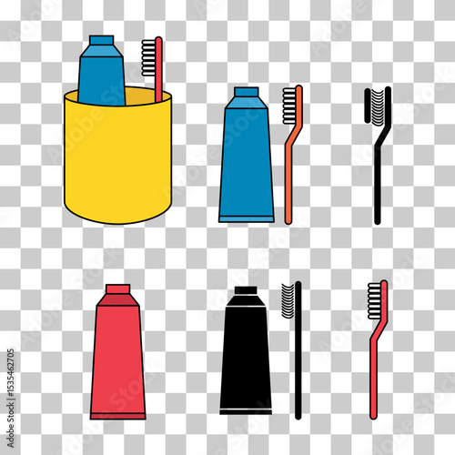 Set of Tooth brush care icon, dental hygiene web sign vector illustration .