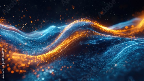 Abstract swirling waves of vibrant particles