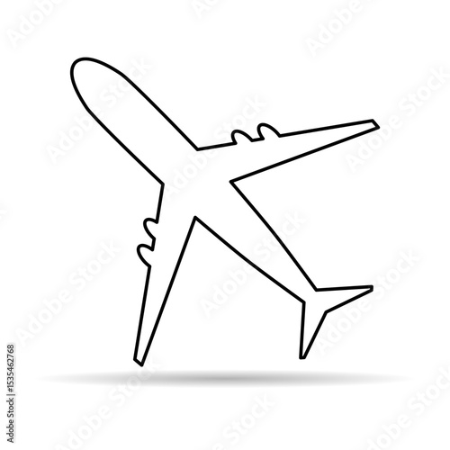 Airplane travel shadow symbol, plane design shape icon, aeroplane fly vector illustration .