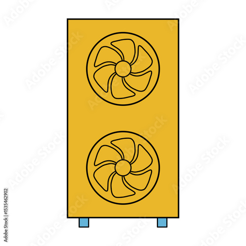 Heat pump air source icon, cooling electric system machine, cool web vector illustration .