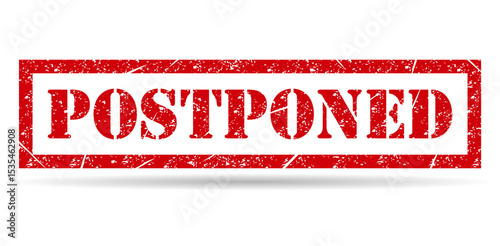 Postponed stamp symbol shadow, label sticker sign button, text banner vector illustration .