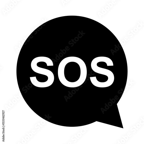 SOS help icon, safety support alert flat design, save vector illustration .