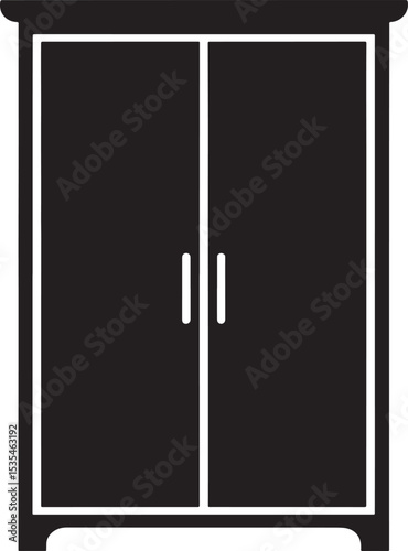 Simple black silhouette of a double door armoire