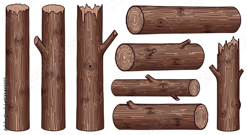 Rustic Forest Logs A Diverse Collection of Natural Wood Textures and Forms