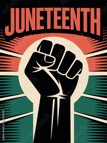Juneteenth Raised Fist Power Poster Black Freedom Movement Art