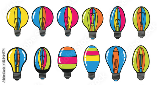 Colorful Light Bulb Ideas on Display for Innovation Inspiration and Creative Breakthroughs
