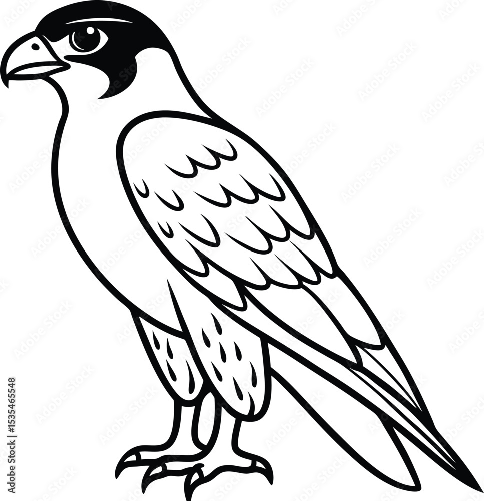 Fototapeta premium Falcon black silhouette on white background 