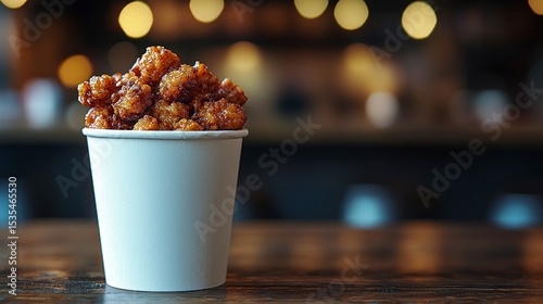 Appetizing fried chicken in paper cup