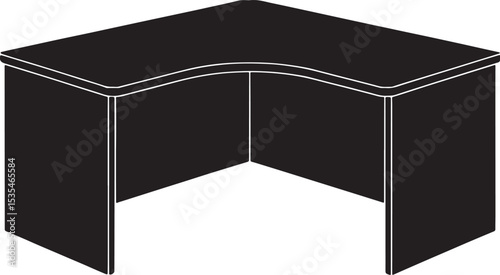 Black silhouette of corner office desk