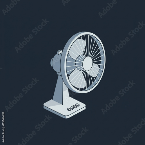Minimalist Table Fan: Isometric Design for Summer Heat Relief