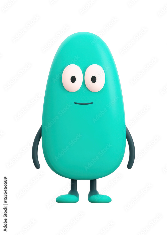 Cute blue cartoon character with big eyes and smile Cute blue cartoon character with big eyes and smile