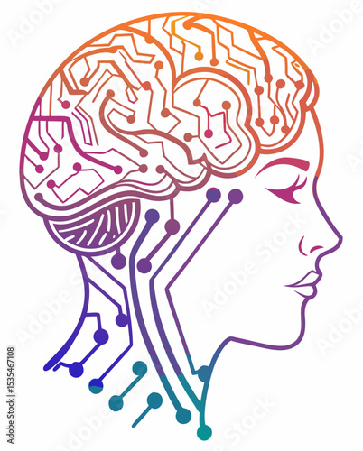 AI Brain and Circuits – Futuristic Vector Illustration