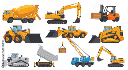 A Collection of Versatile Construction Vehicles for Infrastructure Development Projects Worldwide