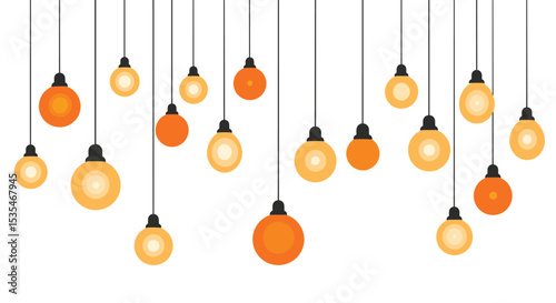 A Collection of Illuminated Hanging Bulbs Creating a Warm and Inviting Decorative Arrangement