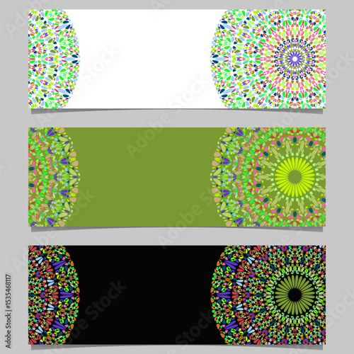 Geometrical flower mandala banner template set - colorful abstract vector graphic designs