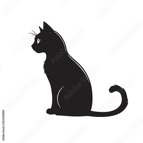Black cat silhouette image, vector
