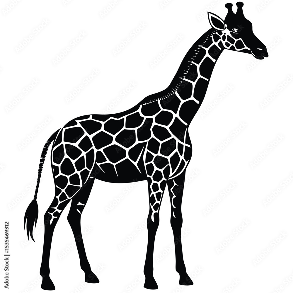 Fototapeta premium Elegant Giraffe Silhouette in Black and White Design