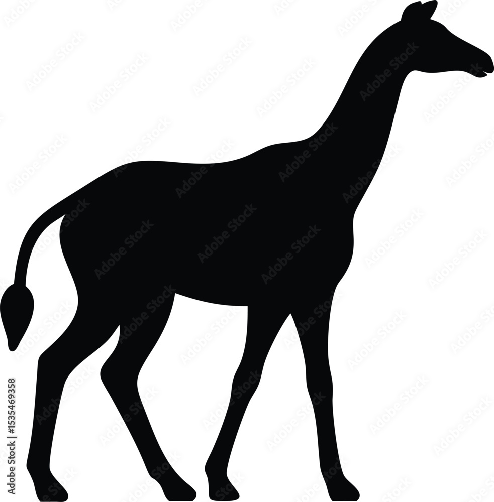 Fototapeta premium Giraffe Silhouette Isolated as Vector Clipart Graphic