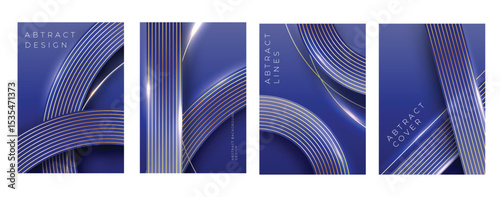 Geometric Gradient Backgrounds with Metallic Lines for Modern Cover Designs