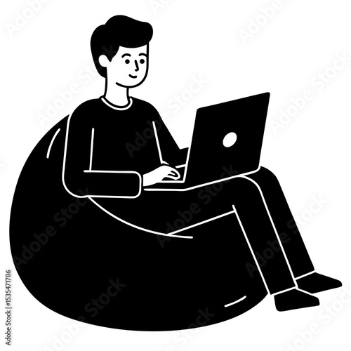 Developer Coding a SaaS App on a Beanbag – Remote Work Productivity & Comfort
