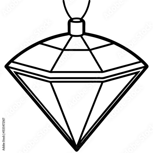 Minimal Gem Pendant Line Art