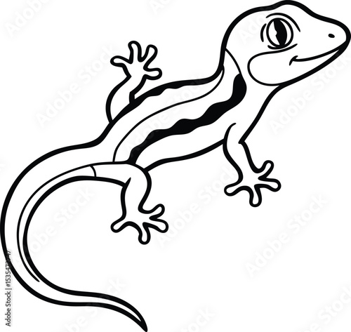 Gecko black silhouette on white background 
