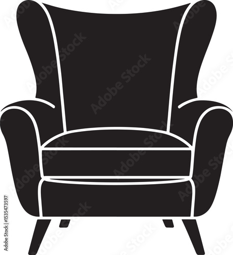 Black silhouette of a wingback armchair