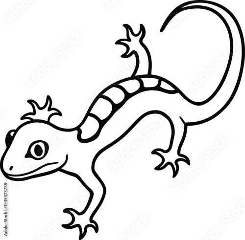 Gecko black silhouette on white background 
