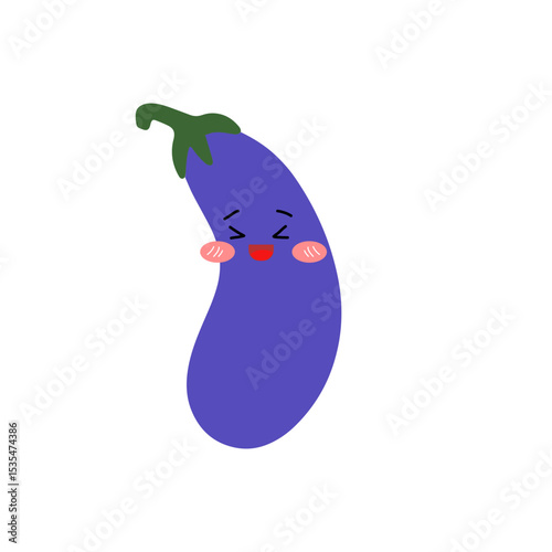 Happy eggplant emoticon cartoon design illustration. eggplant purple cartoon. expression face, emoticon