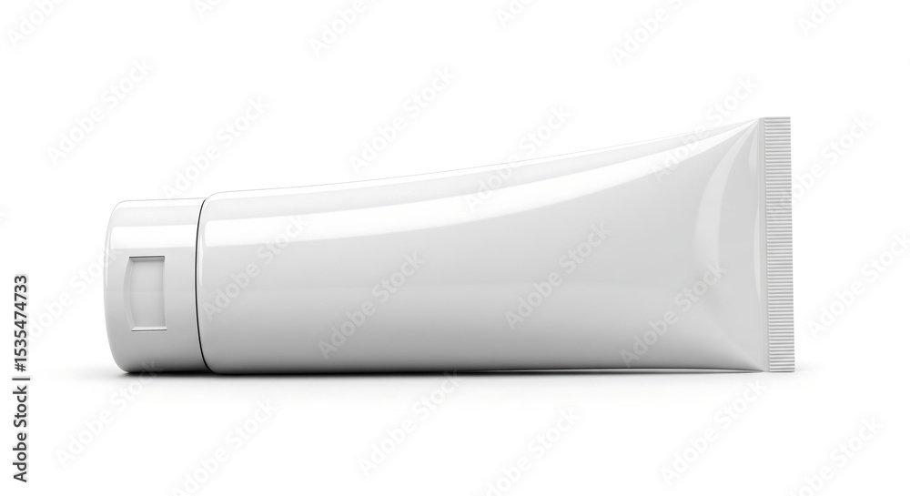 Blank white plastic squeeze tube with closed flip cap for cosmetic or skincare branding mockup Blank white plastic squeeze tube with closed flip cap for cosmetic or skincare branding mockup