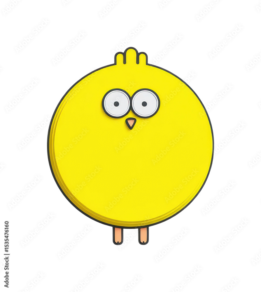 Fototapeta premium Cute round cartoon yellow bird with funny expression