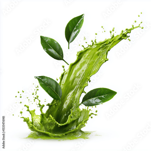 Green Tea Splash - Refreshing Drink , PNG isolated cut out image