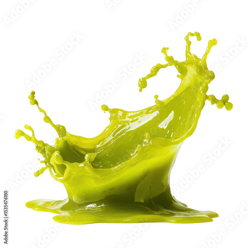 Vibrant Green Liquid Splash Art , PNG isolated cut out image