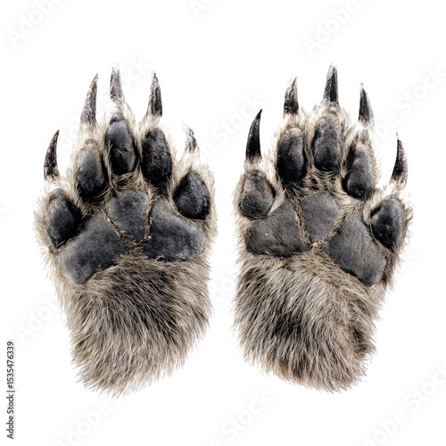 Closeup of Bear Paw Prints , PNG isolated cut out image